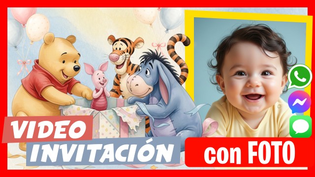 Invitación Whatsapp Winnie Pooh y sus Amigos