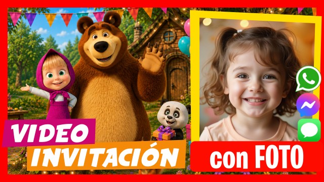 Invitación Whatsapp Masha y el Oso Hablan
