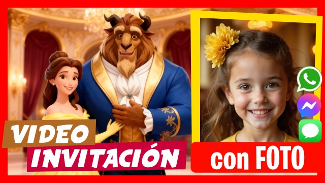 Invitación Whatsapp La Bella y la Bestia Hablan