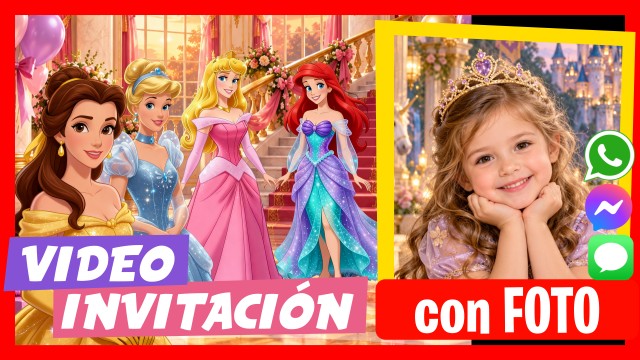 Invitación Whatsapp Princesas Disney Castillo