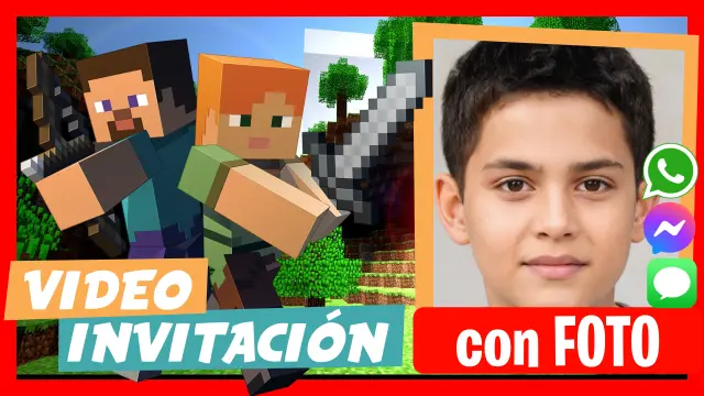 Video Invitación Personalizada de Minecraft Cumpleaños Infantil
