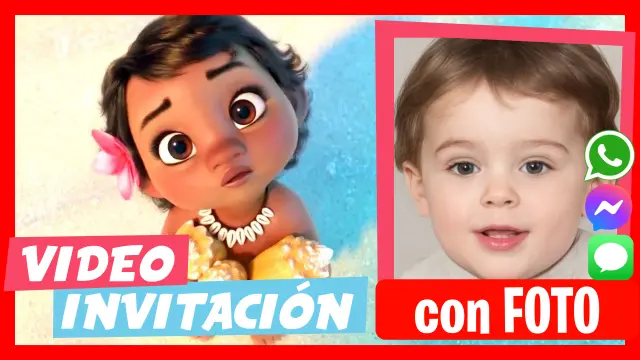 Video Invitación Personalizada de Moana Bebe Cumpleaños