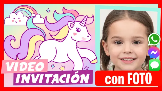 Video Invitación Personalizada de Unicornios Cumpleaños Infantil