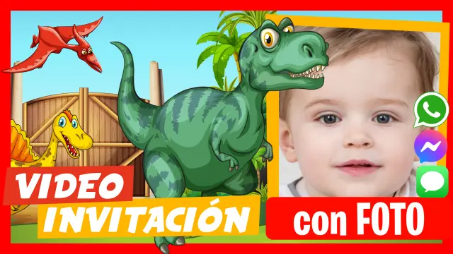 Video Invitación Personalizada de Dinosaurios Cumpleaños Infantil