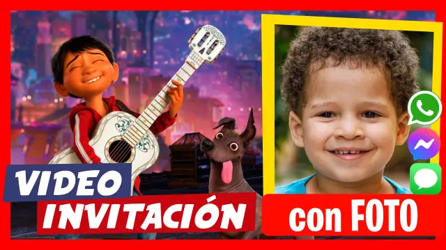 Película Coco - Descubre nuestras video invitaciones personalizadas.