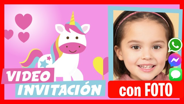 Invitación Whatsapp Unicornio Rosa