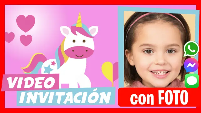 Invitación en Video de Unicornio Cumpleaños