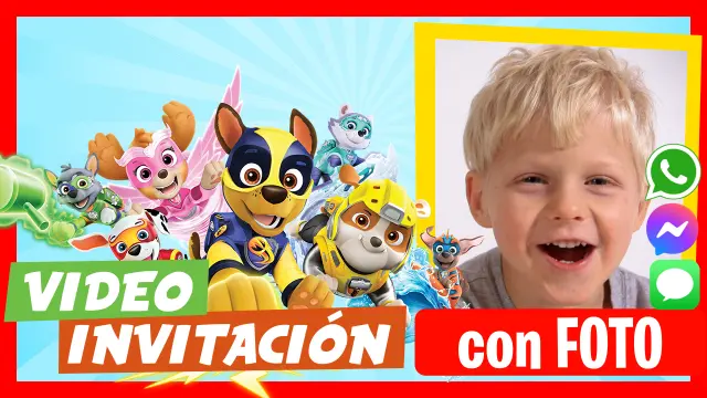 Invitación digital de Mighty Pups para Cumpleaños