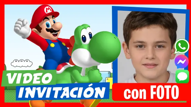 Invitación de Cumpleaños de Mario Bros y Yoshi