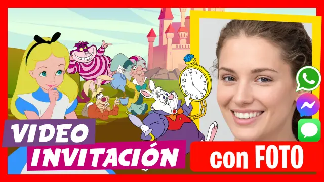 Alicia en el País de las Maravillas - Descubre nuestras video invitaciones personalizadas.