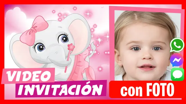 Elefante Rosa - Descubre nuestras video invitaciones personalizadas.