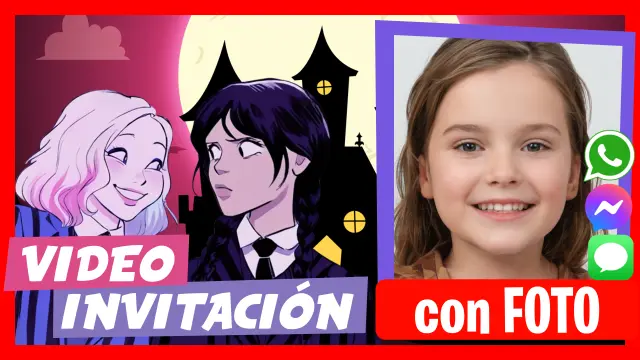 Video Invitación Personalizada de Merlina Addams y Enid Sinclair Cumpleaños Infantil