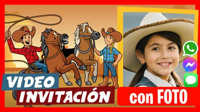 Video Invitación Cowboy y Cowgirl Fiesta Vaquera de Cumpleaños