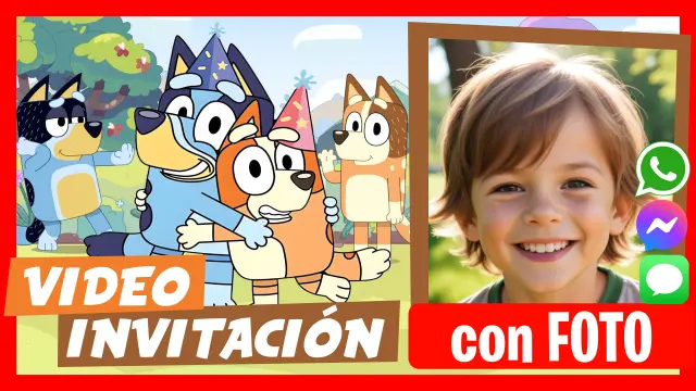 Video Invitación Bluey y Bingo diseño Vertical