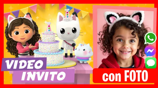 Video Invito La casa delle bambole di Gabby e Pandy Festa di Compleanno