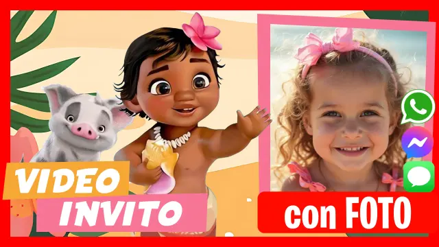 Invito digitale per il compleanno di Baby Oceania Moana