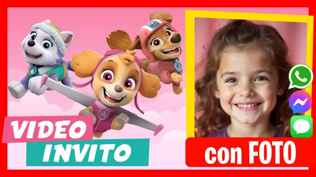 Video Invito Skye, Everest e Liberty di Paw Patrol per Compleanno dei Bambini