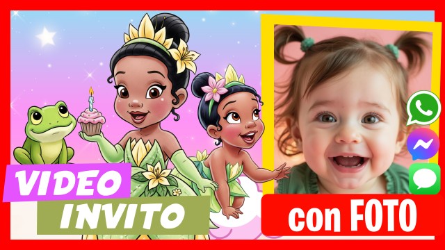 Invito Whatsapp Tiana Bambina La principessa e il ranocchio