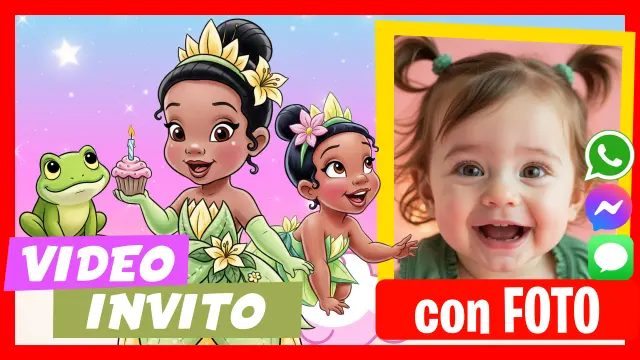 Invito in Video di Tiana  la Principessa e il Ranocchio Compleanno