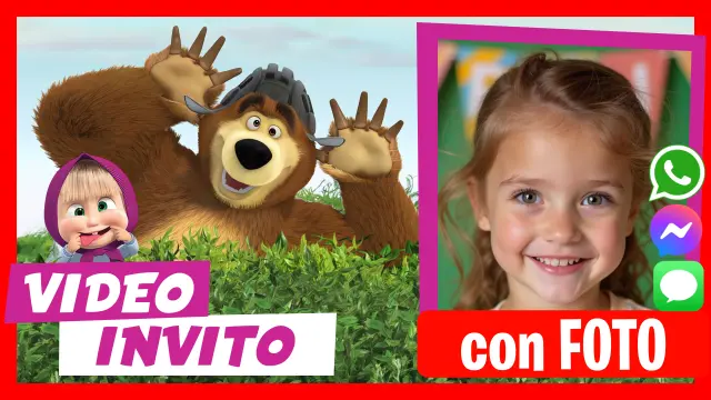 Invito digitale Masha e Orso per WhatsApp