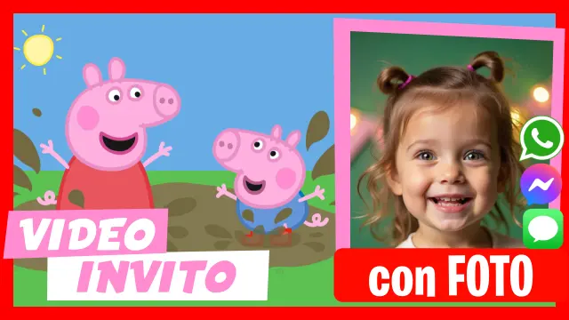 Invito digitale di Peppa Pig e George per WhatsApp