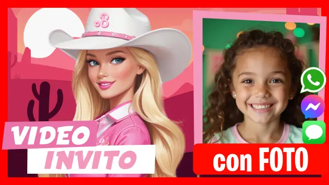 Invito digitale Barbie Cowgirl per WhatsApp
