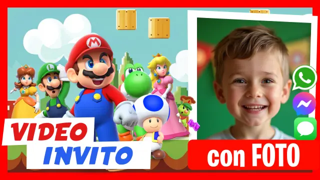 Invito digitale Mario Bros per WhatsApp