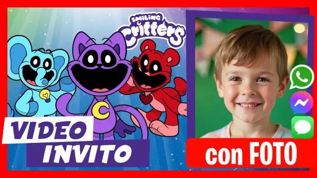 Invito in Video di Smiling Critters Compleanno Poppy Playtime