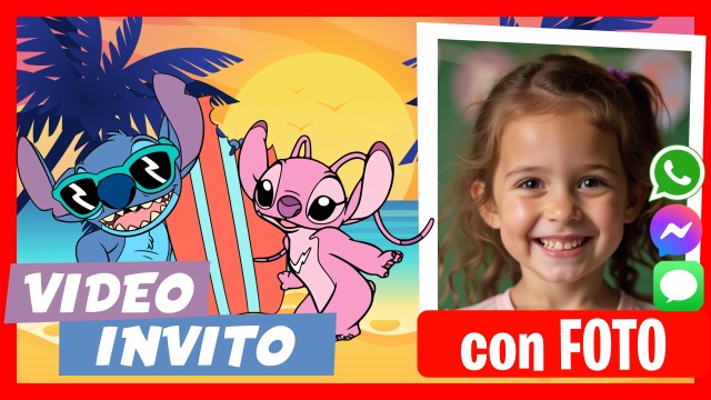 Invito Whatsapp Stitch e Angel Compleanno