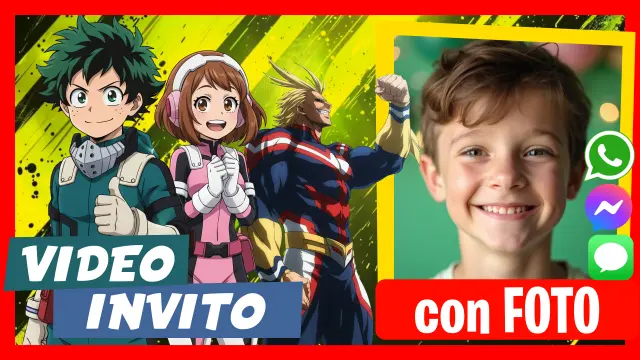 Video Invito My Hero Academia Festa di Compleanno Anime