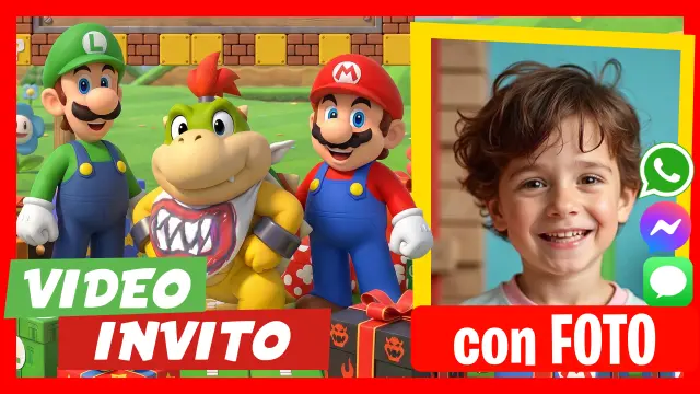 Video Invito Mario Bros Parla e ti invita al tuo compleanno