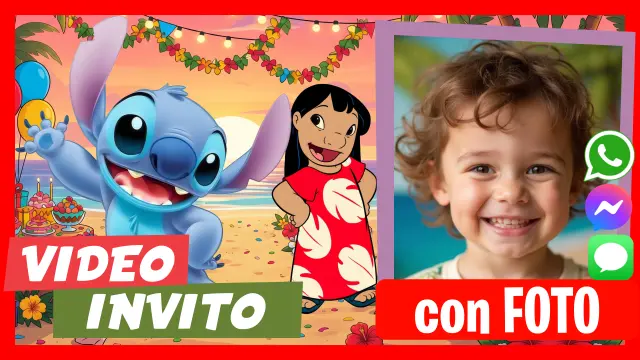 Video Invito di Lilo e Stitch dove parlano e ti invitano al tuo compleanno