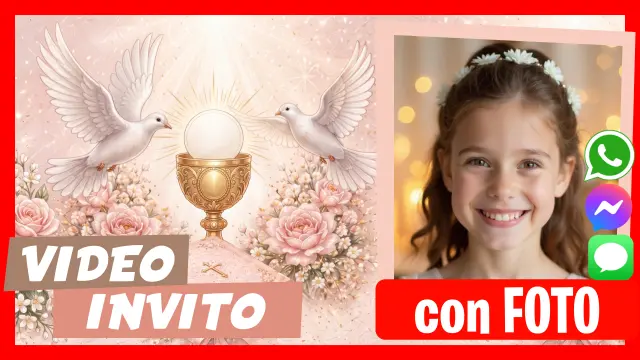Invito video per la Prima Comunione o la Cresima per le bambine