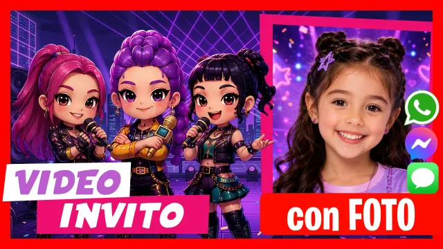 Invito di Compleanno Demon Hunters K-pop Chibi invitano al tuo compleanno