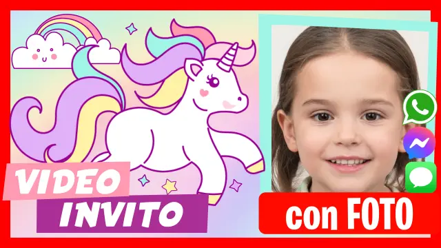 Video Invito Personalizzato di Unicorni Compleanno per Bambini