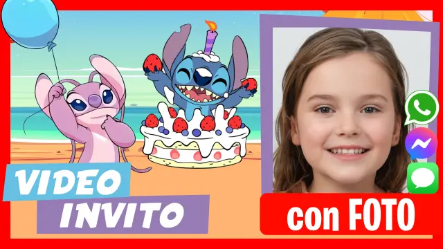 Video Invito Personalizzato di Stitch e Angel Compleanno per Bambini