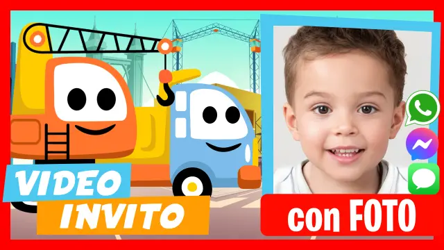 Camion da Construzione - Scopri i nostri video inviti personalizzati.