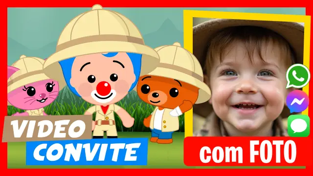 Convite em Vídeo de Plim Plim Safari Aniversário
