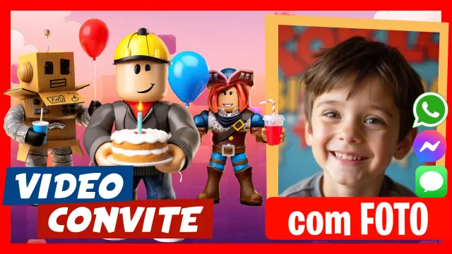 Video Convite Personalizado de Roblox Aniversário Infantil