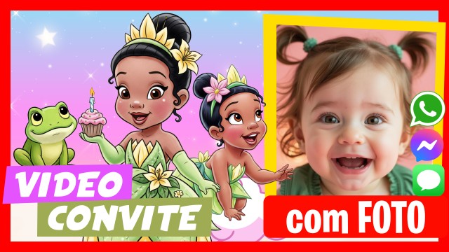 Convite do WhatsApp Tiana Bebê A Princesa e o Sapo