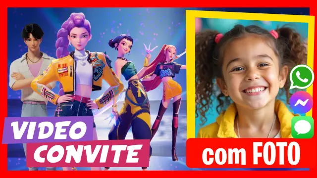 Vídeo Convite de Aniversário K-pop Demon Hunters e Saja Boys