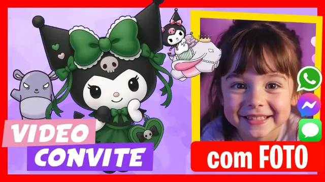 Convite Aniversário em Vídeo de Kuromi