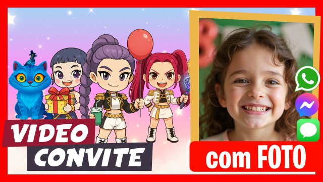 Convite do WhatsApp KPop Demon Hunters Cute Chibi