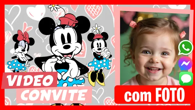 Convite digital da Minnie Mouse para WhatsApp