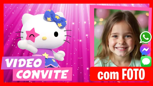 Convite digital Hello Kitty para WhatsApp