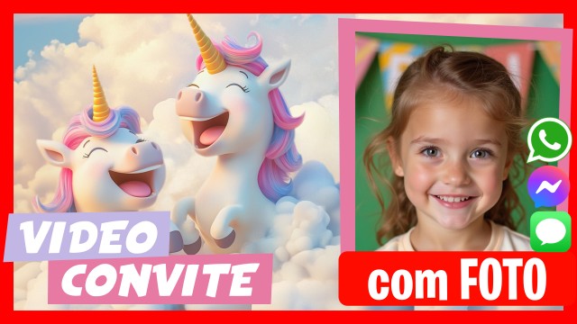 Convite do WhatsApp Unicórnios Aniversário