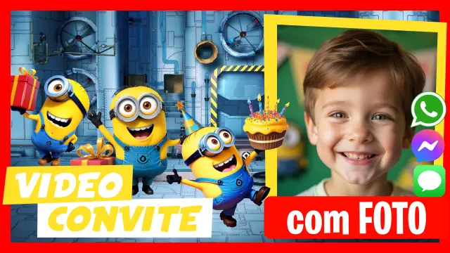 Convite digital dos Minions para WhatsApp