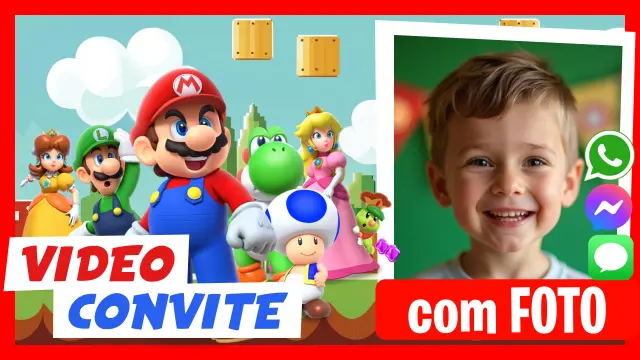 Convite digital do Mario Bros para WhatsApp