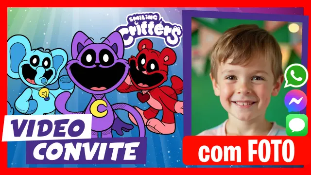 Convite em Vídeo de Smiling Critters Aniversário Poppy Playtime