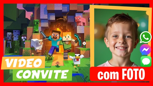 Convite do WhatsApp Minecraft Aniversário Party